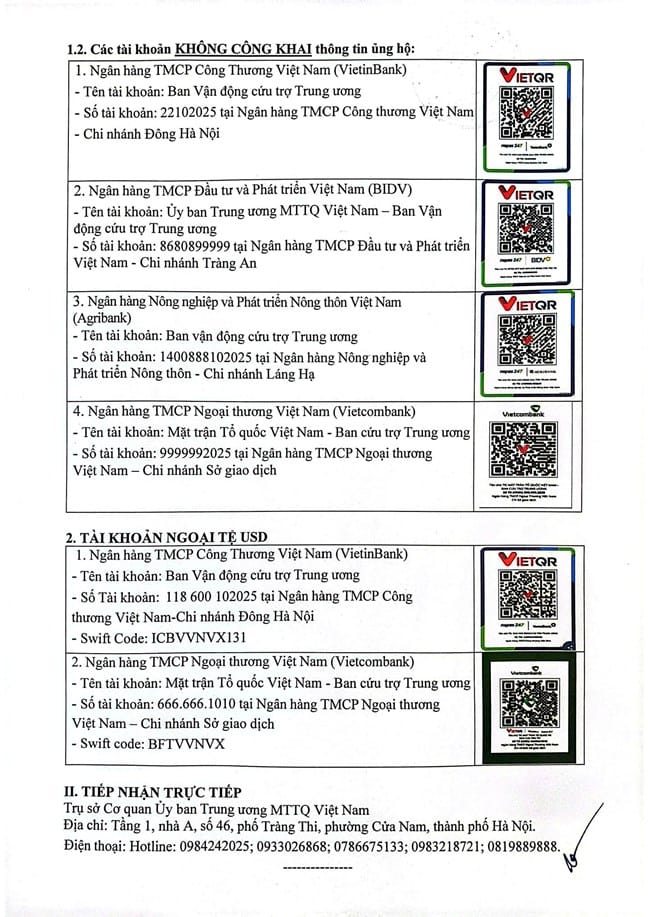 Tài khoản mặt trận tổ quốc